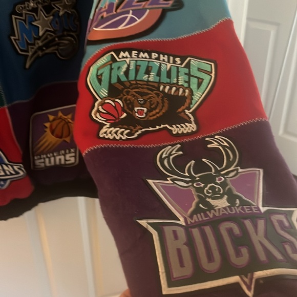 Rare!! W/Tags Men’s Jeff Hamilton Wool & Leather NBA Bomber Jacket. 3XL! Vintage - Picture 13 of 17